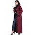 Front open embroidered Dubai abaya- Maroon